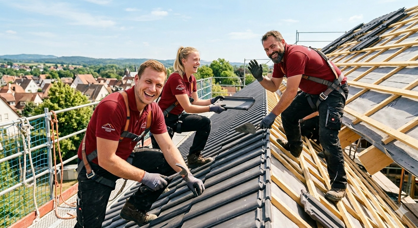 Dachdecker bei der Arbeit